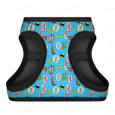 Шлея для собак Collar WAUDOG Clothes Ліга cправедливості в блакитному м'яка з QR паспортом розмір XS2, обхват грудей 28-31 см, обхват шиї 20-22 см