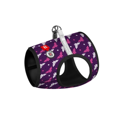 Шлея для собак Collar WAUDOG Clothes Чудо-женщина фиолет мягкая с QR паспортом размер XS1, обхват груди 24-27 см, обхват шеи 18-20 см
