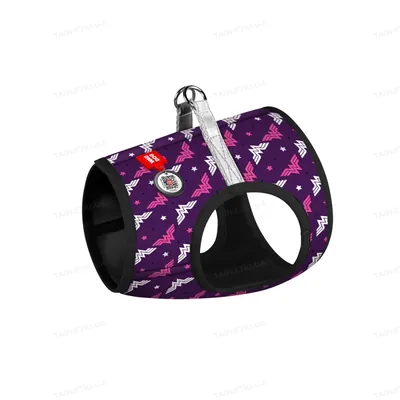 Шлея для собак Collar WAUDOG Clothes Чудо-жінка фіолет м'яка з QR паспортом розмір XS1, обхват грудей 24-27 см, обхват шиї 18-20 см