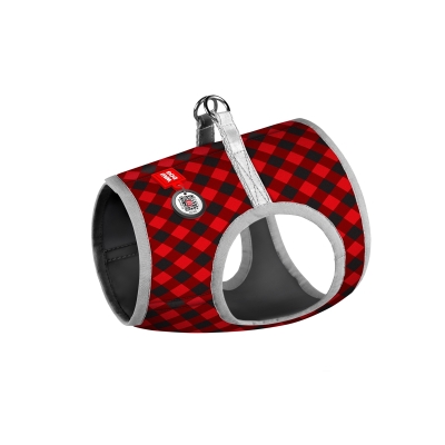 Шлея для собак Collar WAUDOG Clothes Шотландка червона м'яка з QR паспортом розмір XS3, обхват грудей 32-35 см, обхват шиї 22-24 см