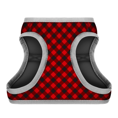 Шлея для собак Collar WAUDOG Clothes Шотландка красная мягкая с QR паспортом размер XS3, обхват груди 32-35 см, обхват шеи 22-24 см