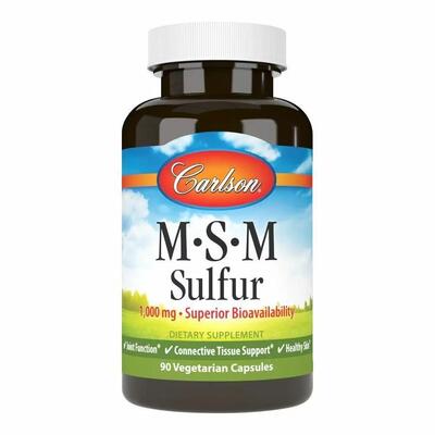 Метилсульфонилметан МСМ Carlson Labs MSM Sulfur 1000 мг, 90 вегетарианских капсул
