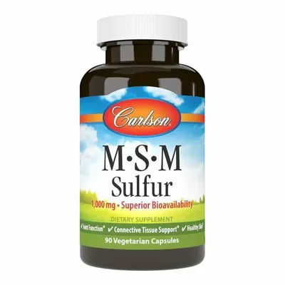 Метилсульфонілметан МСМ Carlson Labs MSM Sulfur 1000 мг, 90 вегетаріанських капсул