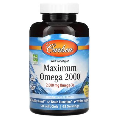 Омега Carlson Labs Maximum Omega 2000 мг, 90 капсул