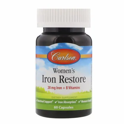 Залізо для жінок Carlson Labs Women's Iron Restore, 60 капсул