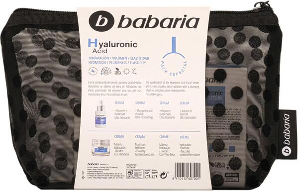 Набір Babaria Гіалуронова кислота (крем 50 мл + сироватка 30 мл + косметичка)