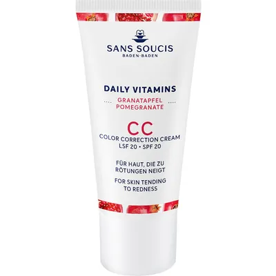 Крем Sans Soucis Daily Vitamins CC Гранат SPF20 коректор від почервоніння шкіри обличчя, 30 мл
