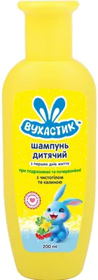 Шампунь Вухастик дитячий при подразненні та почервонінні з чистотілом та калиною, 200 мл
