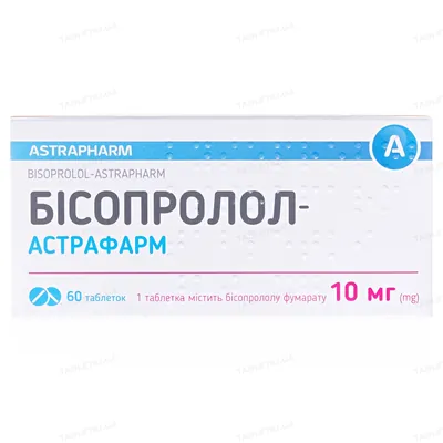 Бісопролол-Астрафарм таблетки по 10 мг №60 (10х6)