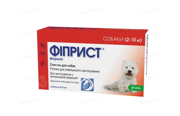 Фіприст Спот-он краплі від бліх і кліщів для собак від 2 до 10 кг, 1 піпетка