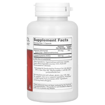 N-ацетилцистеїн Protocol for Life Balance NAC N-Acetyl-Cysteine 600 мг, 100 капсул