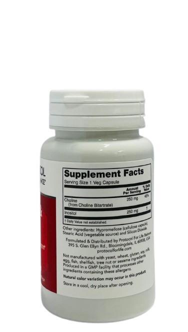 Холин и инозитол Protocol for Life Balance Choline & Inositol 250 мг/250 мг, 30 веганских капсул