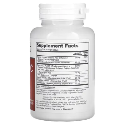 Вітамін С комплекс Protocol for Life Balance ProtoSorb C 500, 100 веганських капсул