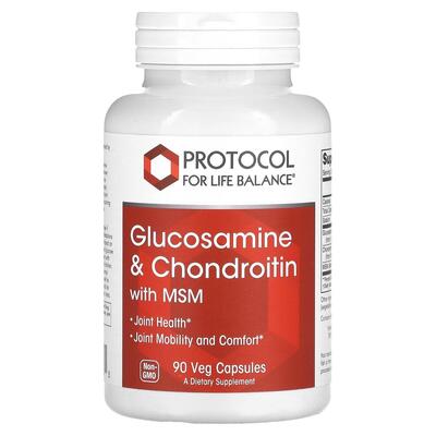 Глюкозамин и хондроитин с МСМ Protocol for Life Balance Glucosamine & Chondroitin with MSM, 90 капсул