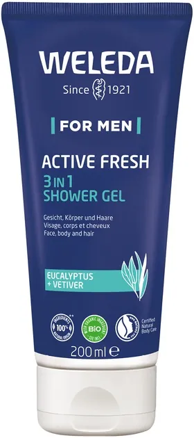 Гель для душа Weleda For Men 3-в-1 Active Fresh для чоловіків, 200 мл
