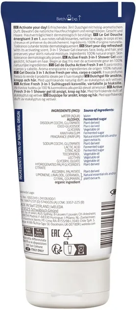 Гель для душа Weleda For Men 3-в-1 Active Fresh для чоловіків, 200 мл