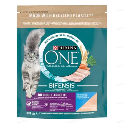 Корм сухий для кішок Purina One Difficult Appetite з вибірковим смаком у їжі, з тріскою та фореллю, 800 г