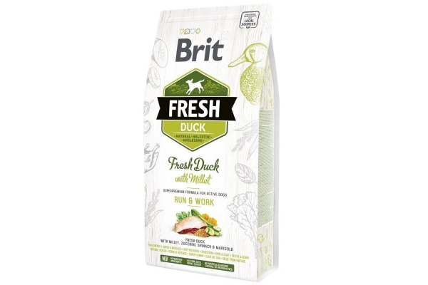 Корм сухой для активных взрослых собак Brit Fresh Active Run & Work с уткой и пшеном, 2,5 кг