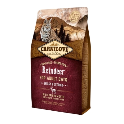 Корм сухой для взрослых активных кошек Carnilove Raindeer Energy & Outdoor оленина и кабан, 400 г