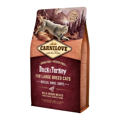 Корм сухой для взрослых кошек крупных пород Carnilove Cat Duck & Turkey Large Breed с уткой и индейкой, 400 г