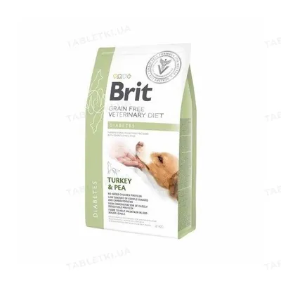 Корм сухий для дорослих собак Brit GF VetDiets Dog Diabetes при цукровому діабеті з ідейкою та горохом, 2 кг