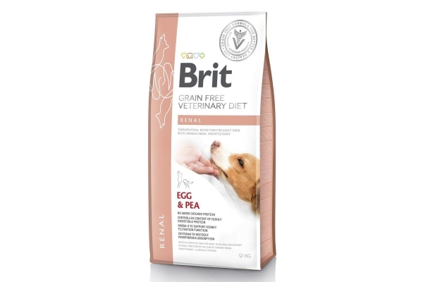 Корм сухой для взрослых собак Brit GF VetDiets Dog Renal при почечной недостаточности с яйцом, горохом и гречкой, 2 кг