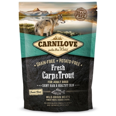 Корм сухой для взрослых собак Carnilove Fresh Hair & Healthy Skin с карпом и форелью, 1,5 кг