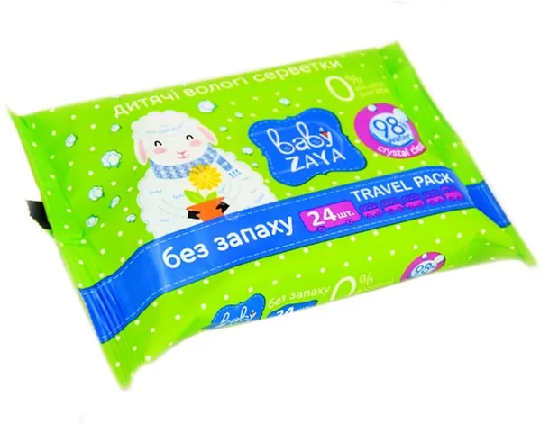 Серветки вологі Baby Zaya дитячі без запаху, 24 шт