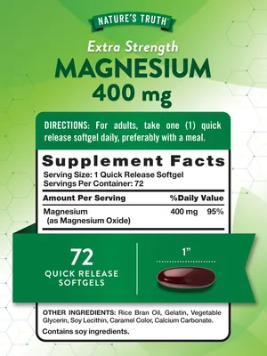 Магній Nature's Truth Magnesium 400 мг, 72 капсули швидкого вивільнення