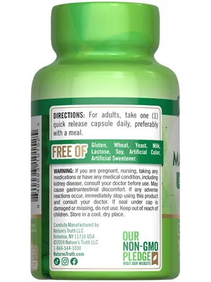 Магній Nature's Truth Triple Magnesium Complex потрійний комплекс, 100 капсул швидкого вивільнення