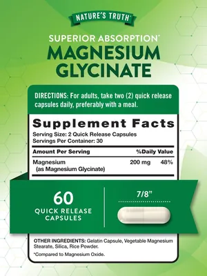 Магній гліцинат Nature's Truth Magnesium Glycinate, 60 капсул швидкого вивільнення