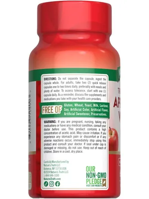 Яблучний оцет Nature's Truth Triple Strength Apple Cider Vinegar, 60 капсул швидкого вивільнення