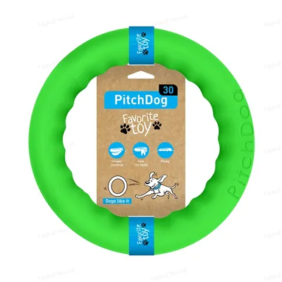 Іграшка-кільце Collar PitchDog для апортировки для собак, 28 см, салатова
