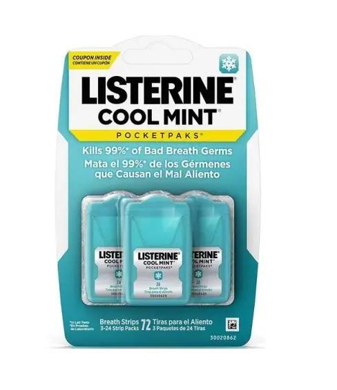 Полоски для освежения дыхания Listerine Cool Mint PocketPaks мятные, 72 шт