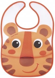 Слюнявчик Canpol babies Hello Little пластмассовый с кармашком, оранжевый, 9 / 232_ora