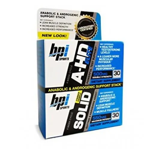 Стимулятор тестостерону BPI Sports A-HD + Solid повний комбо бокс, 30 + 30 капсул
