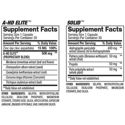 Стимулятор тестостерона BPI Sports A-HD+Solid полный комбо бокс, 30+30 капсул