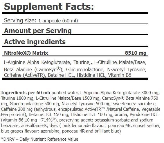 Предтренировочный комплекс Amix Nutrition Nitro NOX Shot, виноград, 60 мл