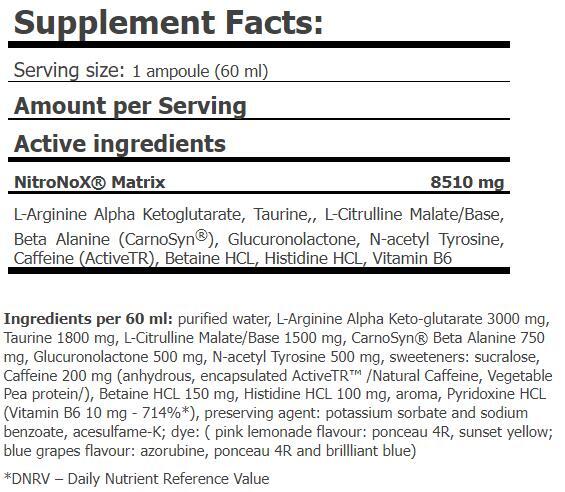 Предтренировочный комплекс Amix Nutrition Nitro NOX Shot, ягоды, 60 мл