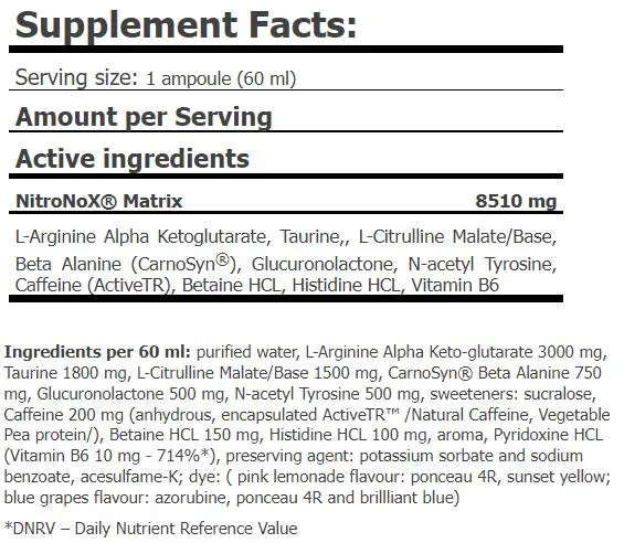 Передтренувальний комплекс Amix Nutrition Nitro NOX Hardcore Shot, ягоди, 60 мл