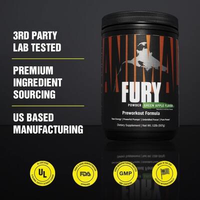 Передтренувальний комплекс Universal Nutrition Animal Fury, зелене яблуко, 507 г