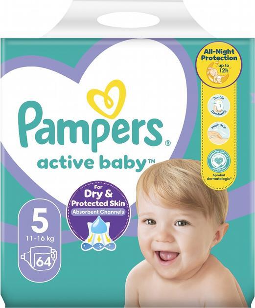 Подгузники детские Pampers Active Baby размер 5, 11-16 кг, 64 шт