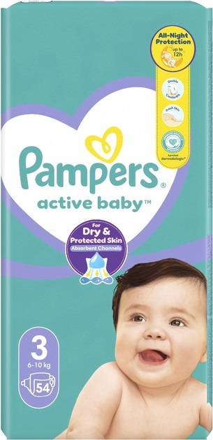 Подгузники детские Pampers Active Baby размер 3, 6-10 кг, 54 шт