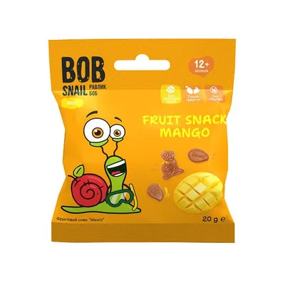 Снек Bob Snail Baby фруктовий для дітей з 12 місяців Манго, 20 г