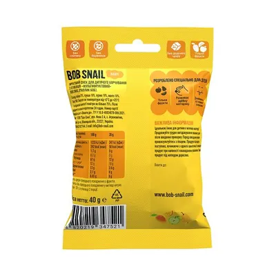 Снек Bob Snail Baby фруктовий для дітей з 12 місяців Мультифруктовий, 40 г