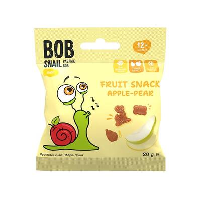 Снек Bob Snail Baby фруктовий для дітей з 12 місяців Яблуко-Груша, 20 г