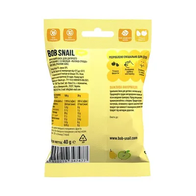 Снек Bob Snail Baby фруктовий для дітей з 12 місяців Яблуко-Груша, 40 г