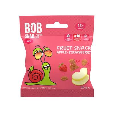 Снек Bob Snail Baby фруктово-ягодный для детей с 12 месяцев Яблоко-Клубника, 20 г