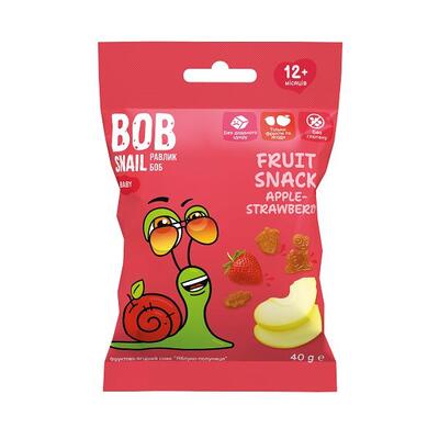Снек Bob Snail Baby фруктово-ягодный для детей с 12 месяцев Яблоко-Клубника, 40 г