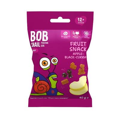 Снек Bob Snail Baby фруктово-ягідний для дітей з 12 місяців Яблуко-Чорна смородина, 40 г